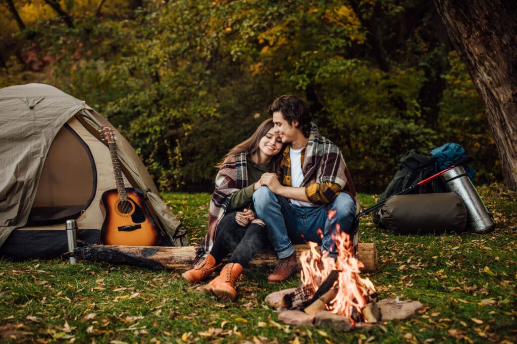 Scenic tent campsite perfect for a road trip camping experience near Austin, Texas
